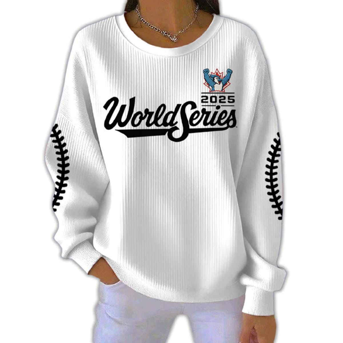 2025 Blue Jays World Series Pit Striped Sweatshirt 2025 Blue Jays World Series Pit Striped Sweatshirt