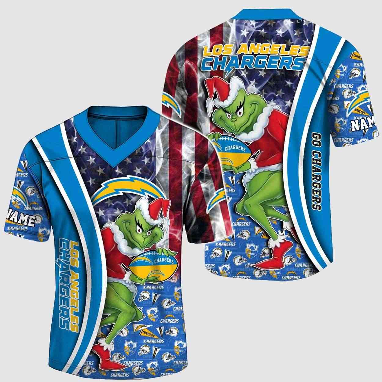 2025 Chargers Merry Grinchmas American Flag Jersey 2025 Chargers Merry Grinchmas American Flag Jersey