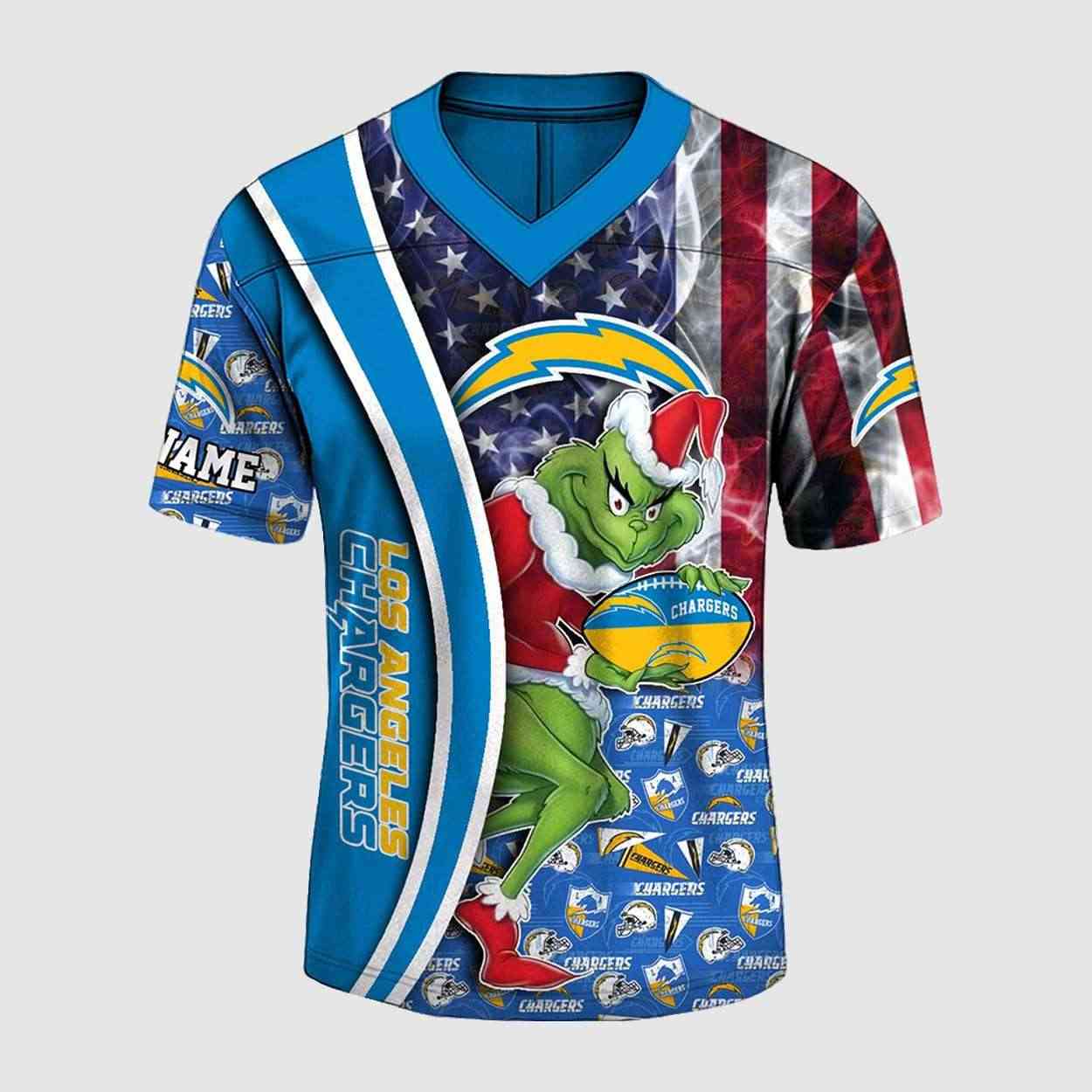 2025 Chargers Merry Grinchmas American Flag Jersey 2025 Chargers Merry Grinchmas American Flag Jersey