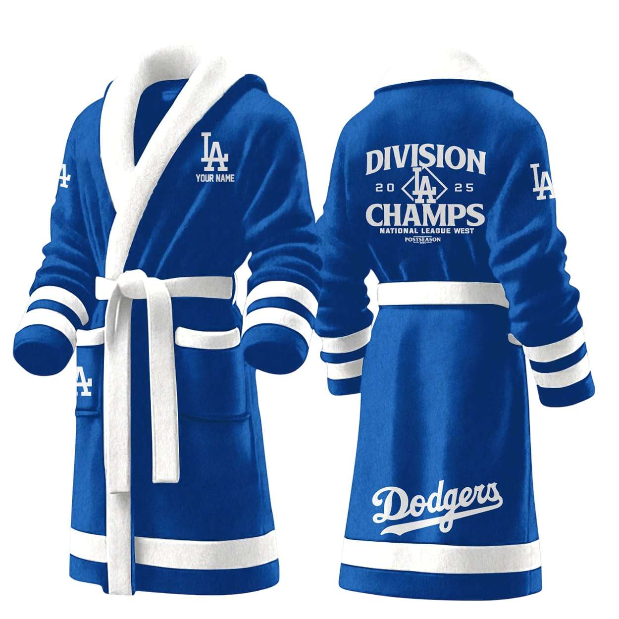 2025 Dodgers NL West Division Champs Fleece Bathrobe 2025 Dodgers NL West Division Champs Fleece Bathrobe