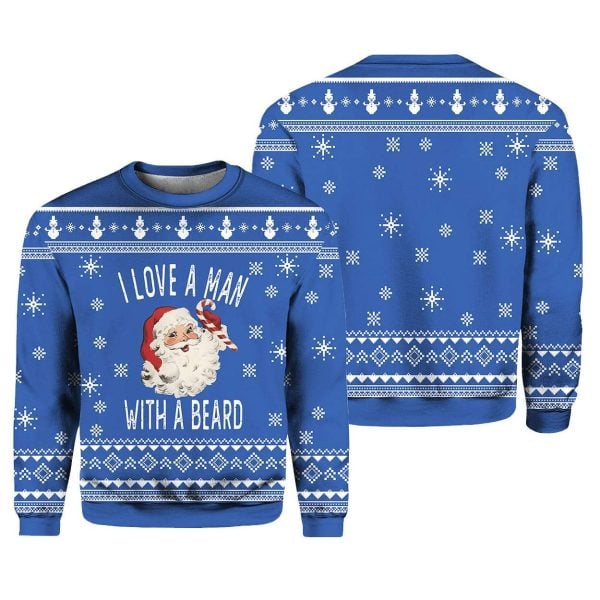 2025 I Love a Man With A Beard Ugly Christmas Sweater