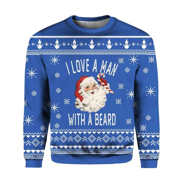 2025 I Love a Man With A Beard Ugly Christmas Sweater