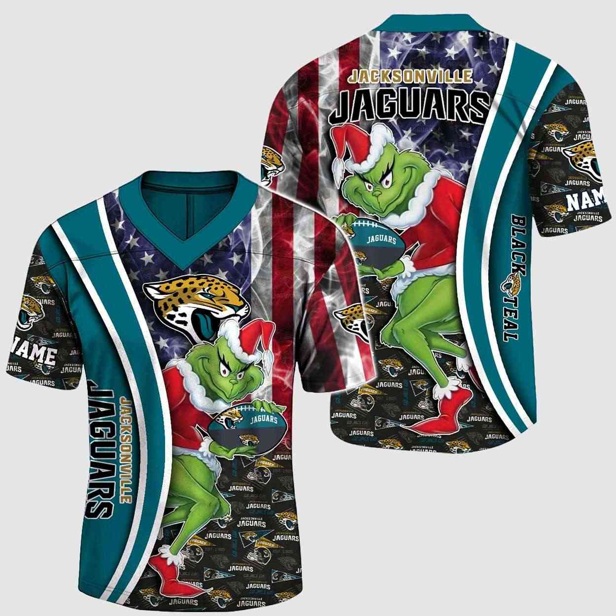 2025 Jaguars Merry Grinchmas American Flag Jersey 2025 Jaguars Merry Grinchmas American Flag Jersey