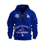 2025 LA Dodgers Back To Back World Series Champions Quarter Zip Hoodie