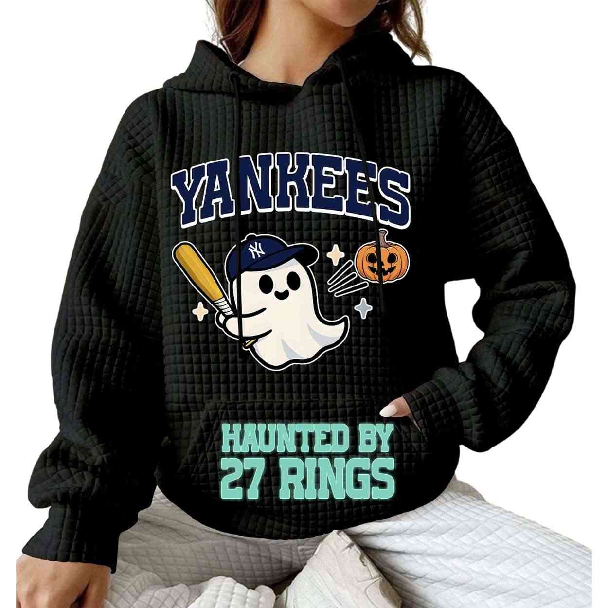 2025 Yankees Haunted By 27 Rings Waffle Hoodie 2025 Yankees Haunted By 27 Rings Waffle Hoodie