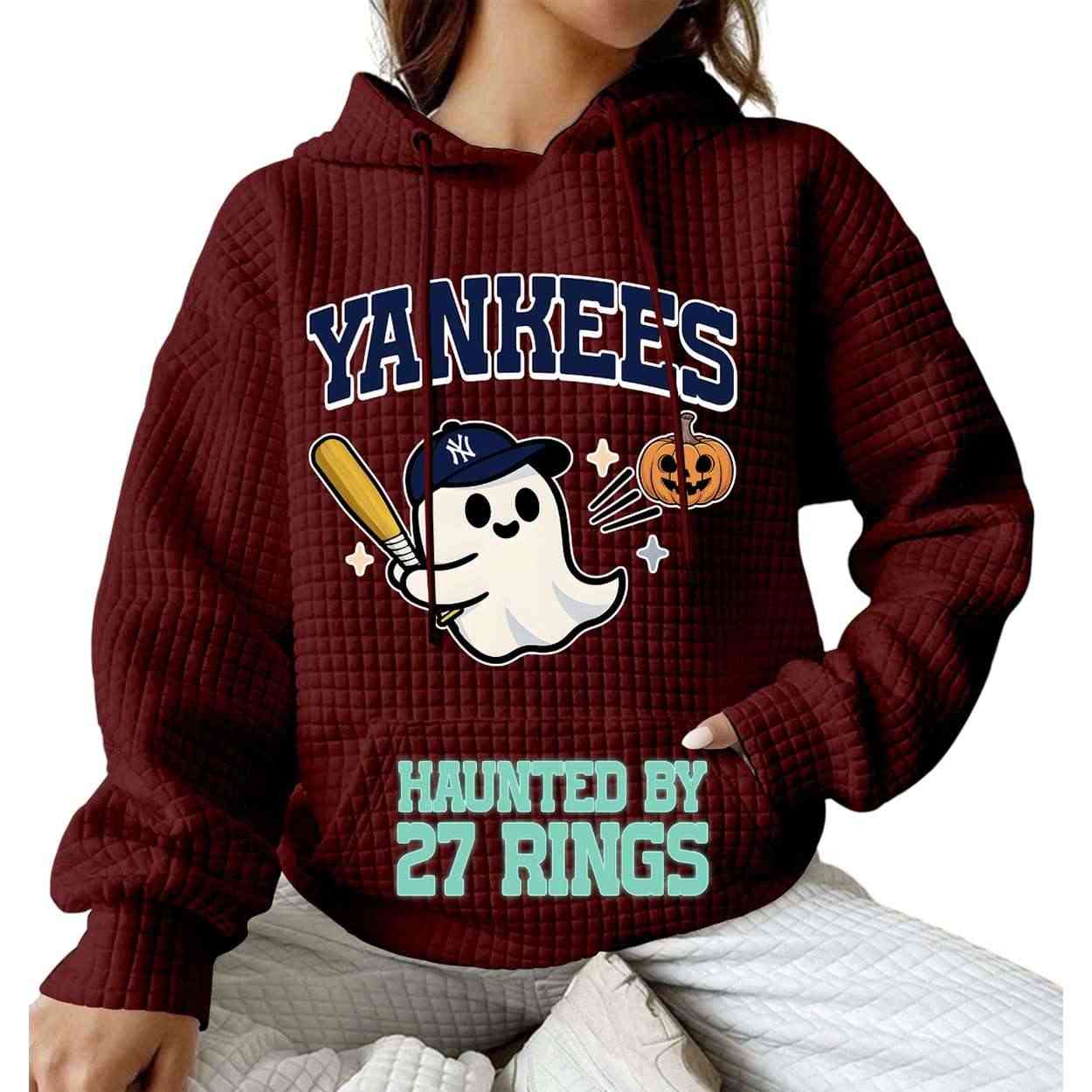 2025 Yankees Haunted By 27 Rings Waffle Hoodie 2025 Yankees Haunted By 27 Rings Waffle Hoodie
