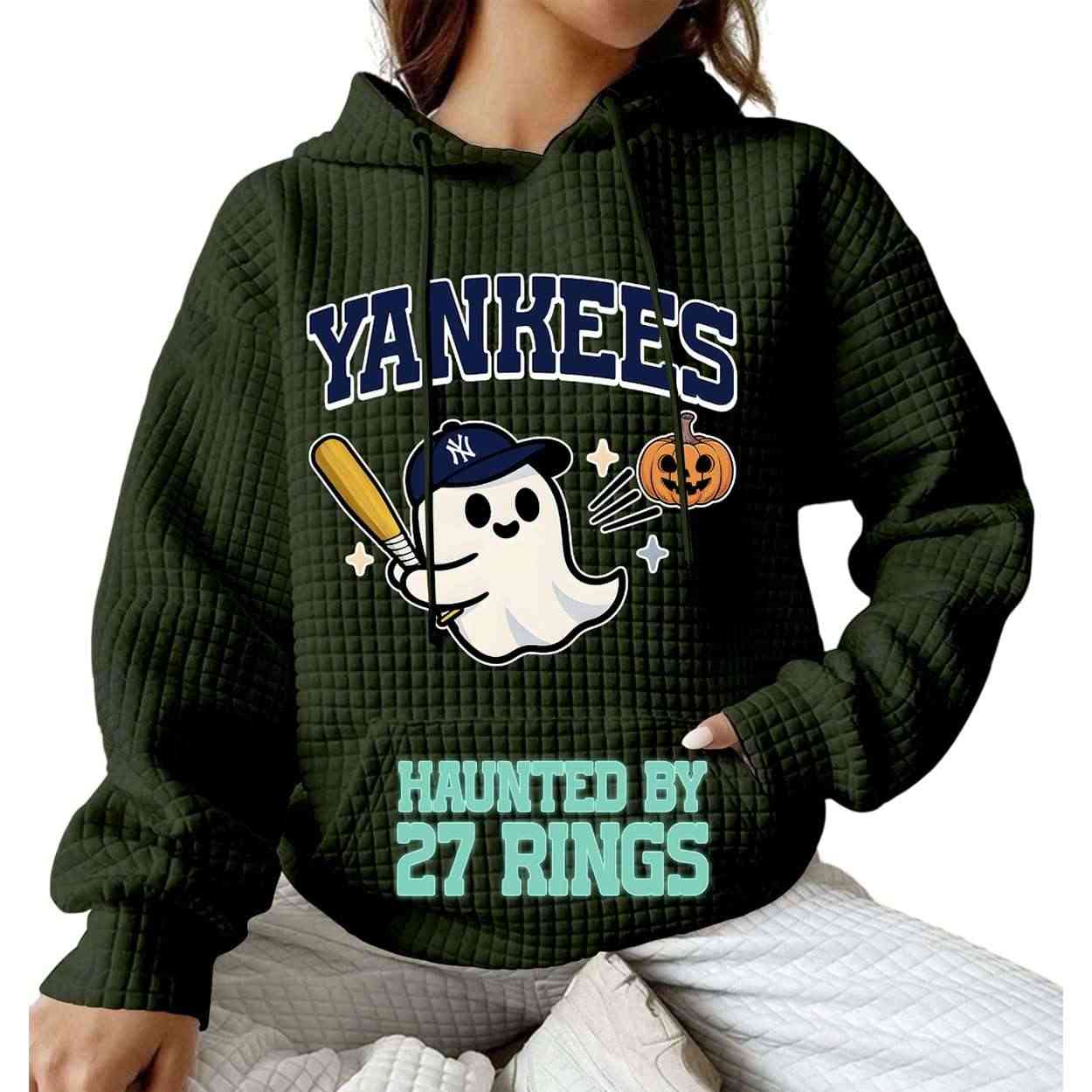 2025 Yankees Haunted By 27 Rings Waffle Hoodie 2025 Yankees Haunted By 27 Rings Waffle Hoodie