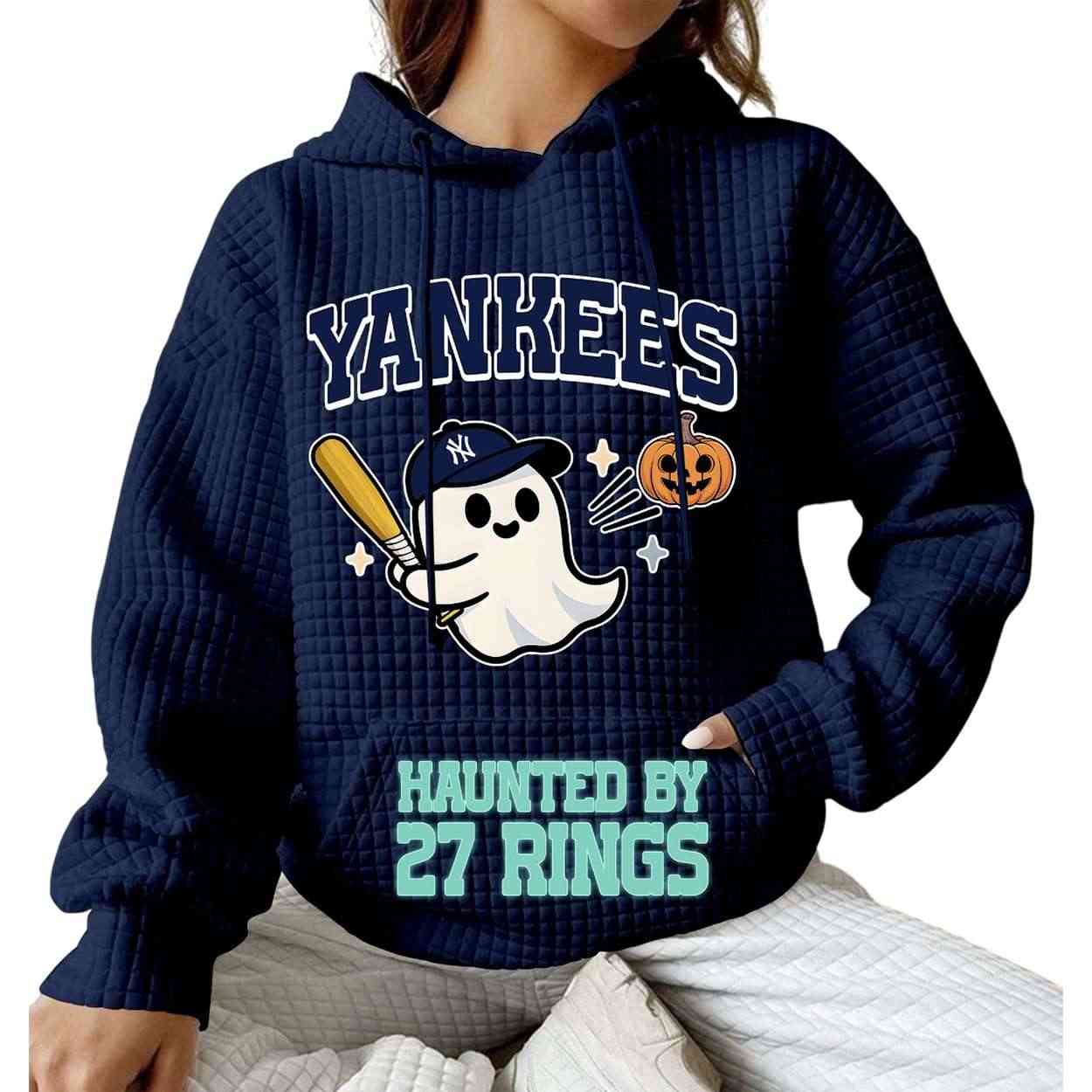 2025 Yankees Haunted By 27 Rings Waffle Hoodie 2025 Yankees Haunted By 27 Rings Waffle Hoodie