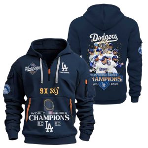 Dodgers 9X World Series Champions 2025 Quarter Zip Hoodie 3 Dodgers 9X World Series Champions 2025 Quarter Zip Hoodie3