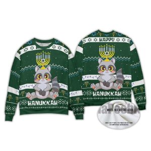 Raccoon Happy Hanukkah Ugly Christmas Sweater3