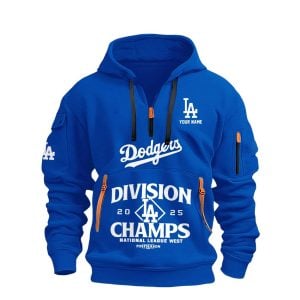 2025 Dodgers NL West Division Champions Quarter Zip Hoodie