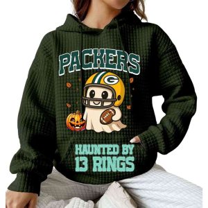 2025 Packers Haunted By 13 Rings Waffle Hoodie3