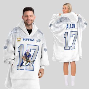 Captain Josh Allen 17 Bills Rivalries Cold Front Signature Blanket Hoodie3