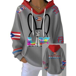 Womens Bunny Football Music Lover Printed Hoodie2