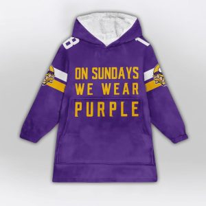 Jefferson 18 On Sundays We Wear Purple Vikings Blanket Hoodie1