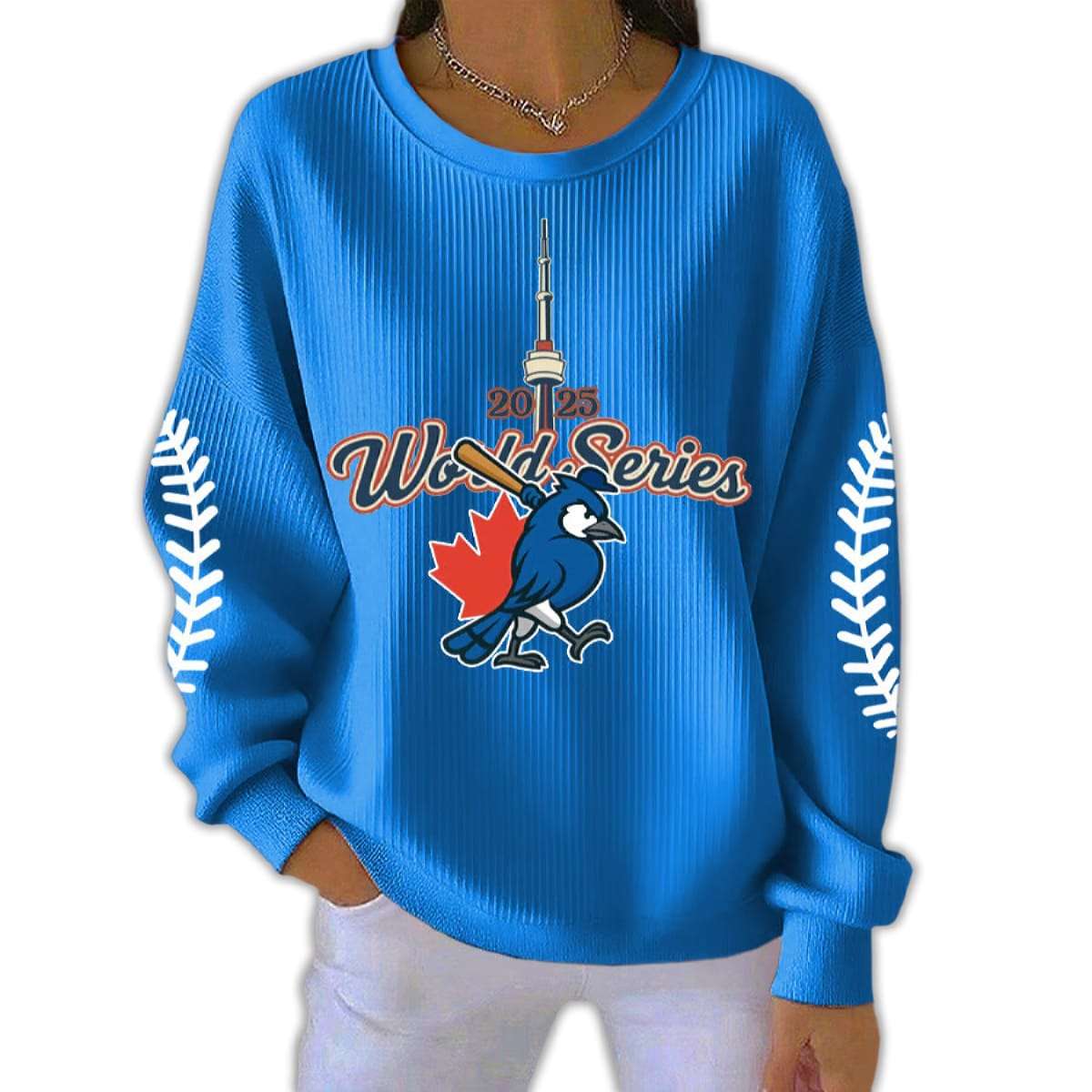 Blue Jays 2025 World Series Pit Striped Sweatshirt Blue Jays 2025 World Series Pit Striped Sweatshirt