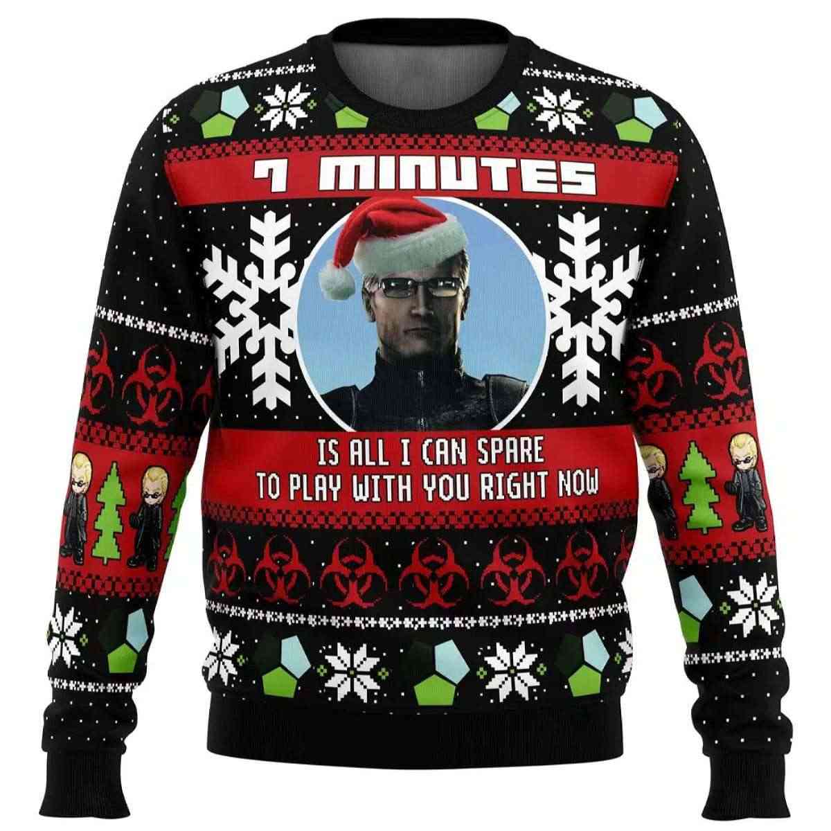 7 Minutes Albert Wesker Resident Evil Ugly Christmas Sweater 7 Minutes Albert Wesker Resident Evil Ugly Christmas Sweater