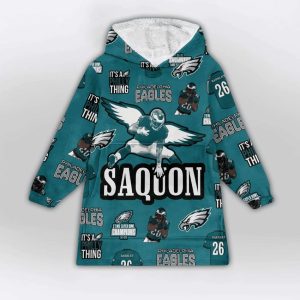 Saquon Barkley 26 Philadelphia Football Unisex Blanket Hoodie1