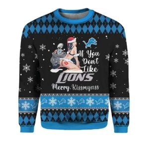 Lions Football Merry Kissmyass Ugly Christmas Sweater1