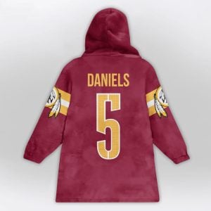 Jayden Daniels Commanders I Got 5 On It Blanket Hoodie2