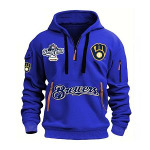 2025 Brewers World Series Hoodie Half Zipper1
