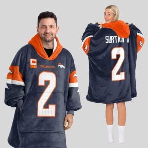 Surtain II 2 Captain Denver Football Unisex Blanket Hoodie3