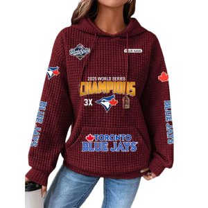 Blue Jays 2025 3X World Series Champions Waffle Hoodie 2