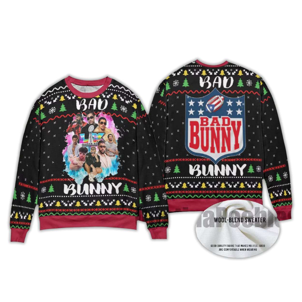 Bad Bunny Ugly Christmas Sweater Bad Bunny Ugly Sweater
