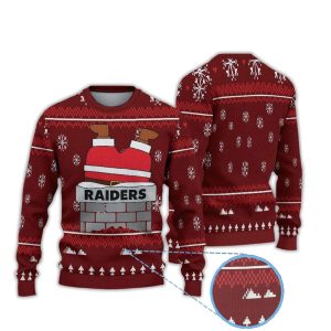 Raiders Santa Stuck In Chimney Ugly Christmas Sweater