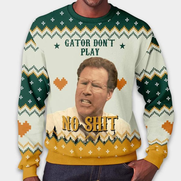 Allen Gamble The Other Guys Gator Don’t Play No Shit Ugly Christmas Sweater