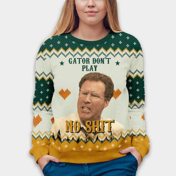 Allen Gamble The Other Guys Gator Don’t Play No Shit Ugly Christmas Sweater