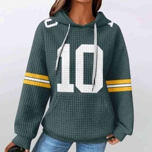 Packers Jordan Love 10 Waffle Hoodie2