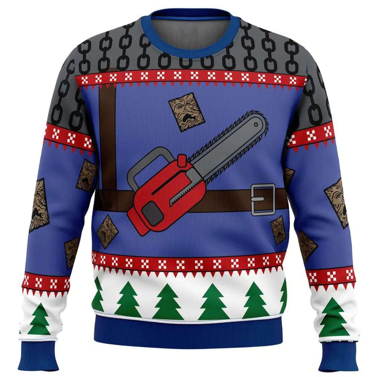 Ash J Williams Chainsaw Weave Dead by Daylight Ugly Christmas Sweater Ash J Williams Chainsaw Weave Dead by Daylight Ugly Christmas Sweater