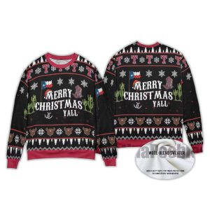 Merry Christmas Yall Texas Ugly Christmas Sweater1