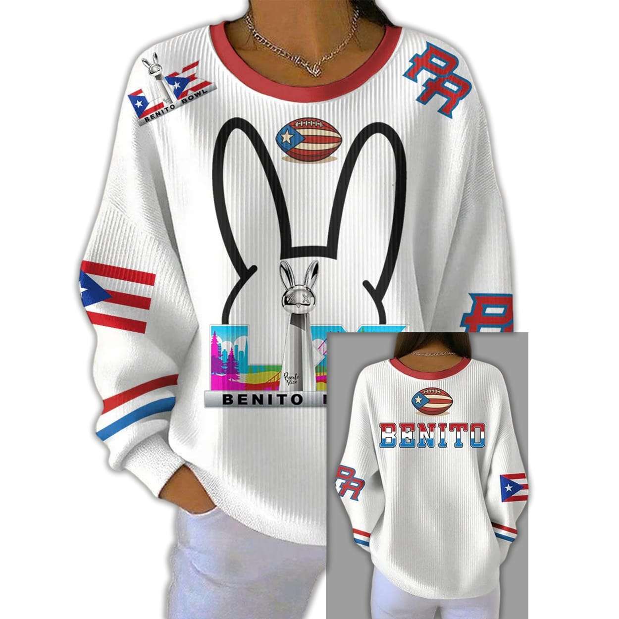 Bad Bunny BeNiTo Bowl Pit Striped Sweatshirt