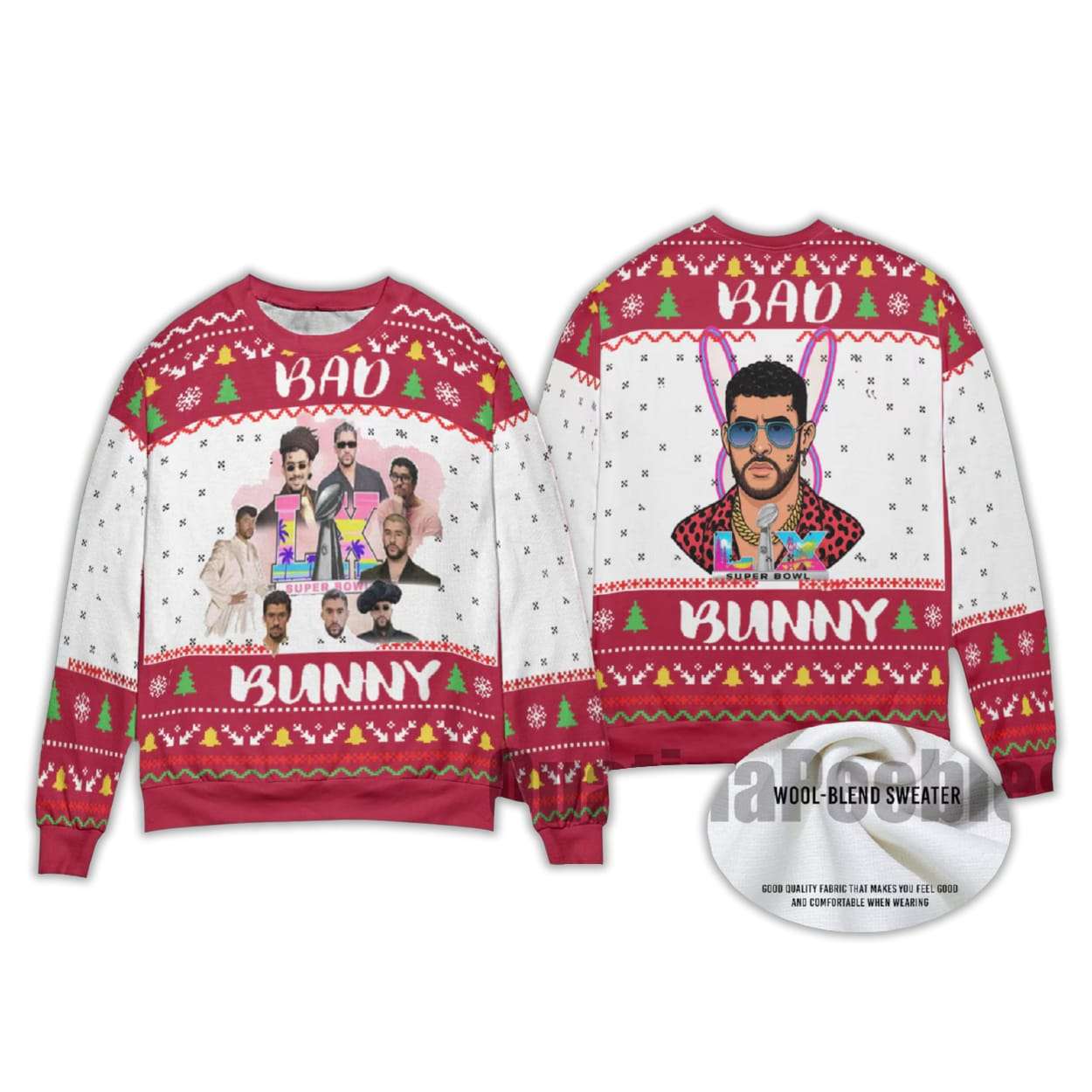 2025 Bad Bunny Bowl 2026 Halftime Show Christmas Sweater 2025 Bad Bunny Bowl 2026 Halftime Show Christmas Sweater