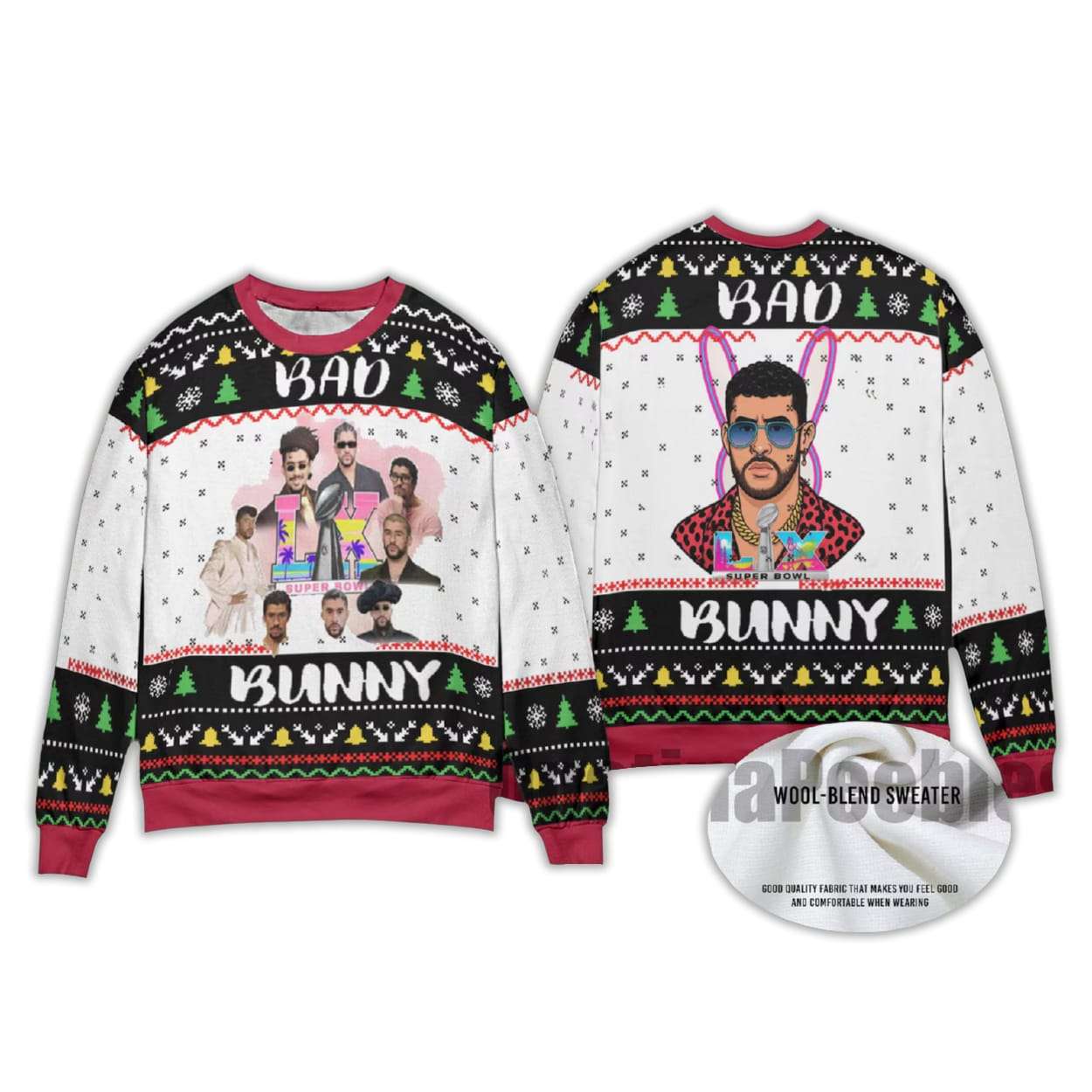 2025 Bad Bunny Bowl 2026 Halftime Show Christmas Sweater 2025 Bad Bunny Bowl 2026 Halftime Show Christmas Sweater
