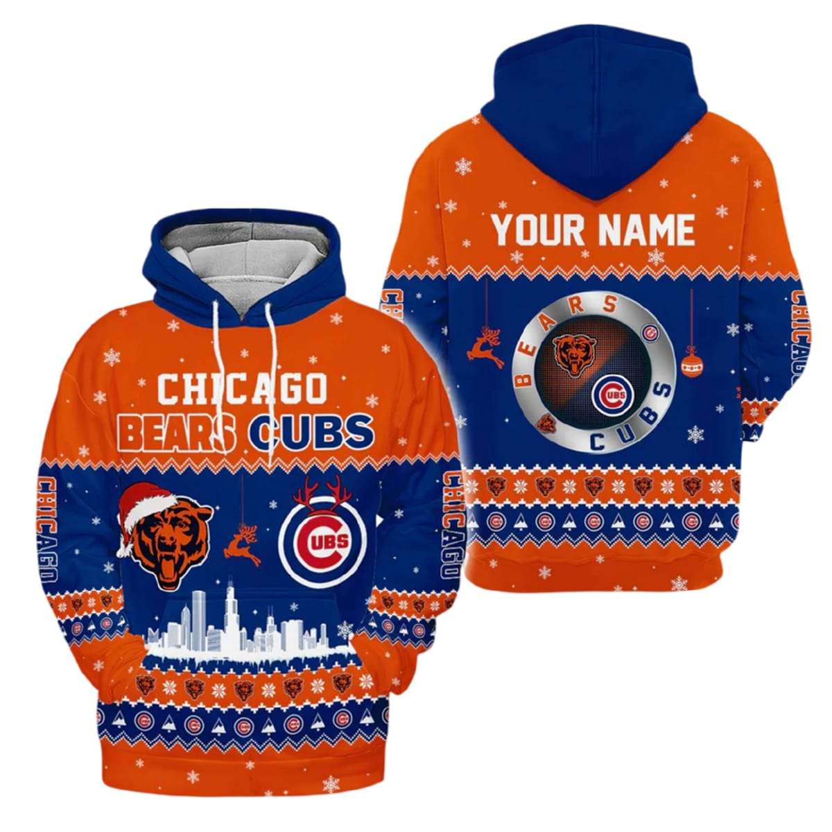 Bears x Cubs Christmas Customized Hoodie Bears x Cubs Christmas Customized Hoodie