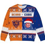 2025 Bears x Cubs It's The Most Wonderful Time Of The Year Christmas Ugly Sweater