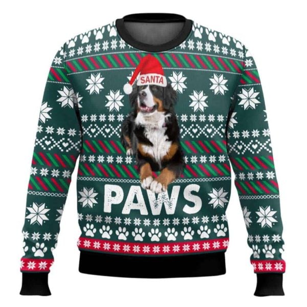 Bernese Mountain Dog Santa Printed Christmas Ugly Sweater