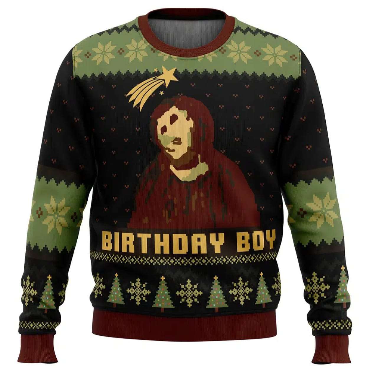 Birthday Boy The Ruined Fresco Of Jesus Ugly Christmas Sweater Birthday Boy The Ruined Fresco Of Jesus Ugly Christmas Sweater