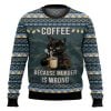 Black Cat Coffee Because Murder Is Wrong Ugly Christmas Sweater