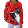 Black Cat Merry Christmas Pit Striped Sweatshirt