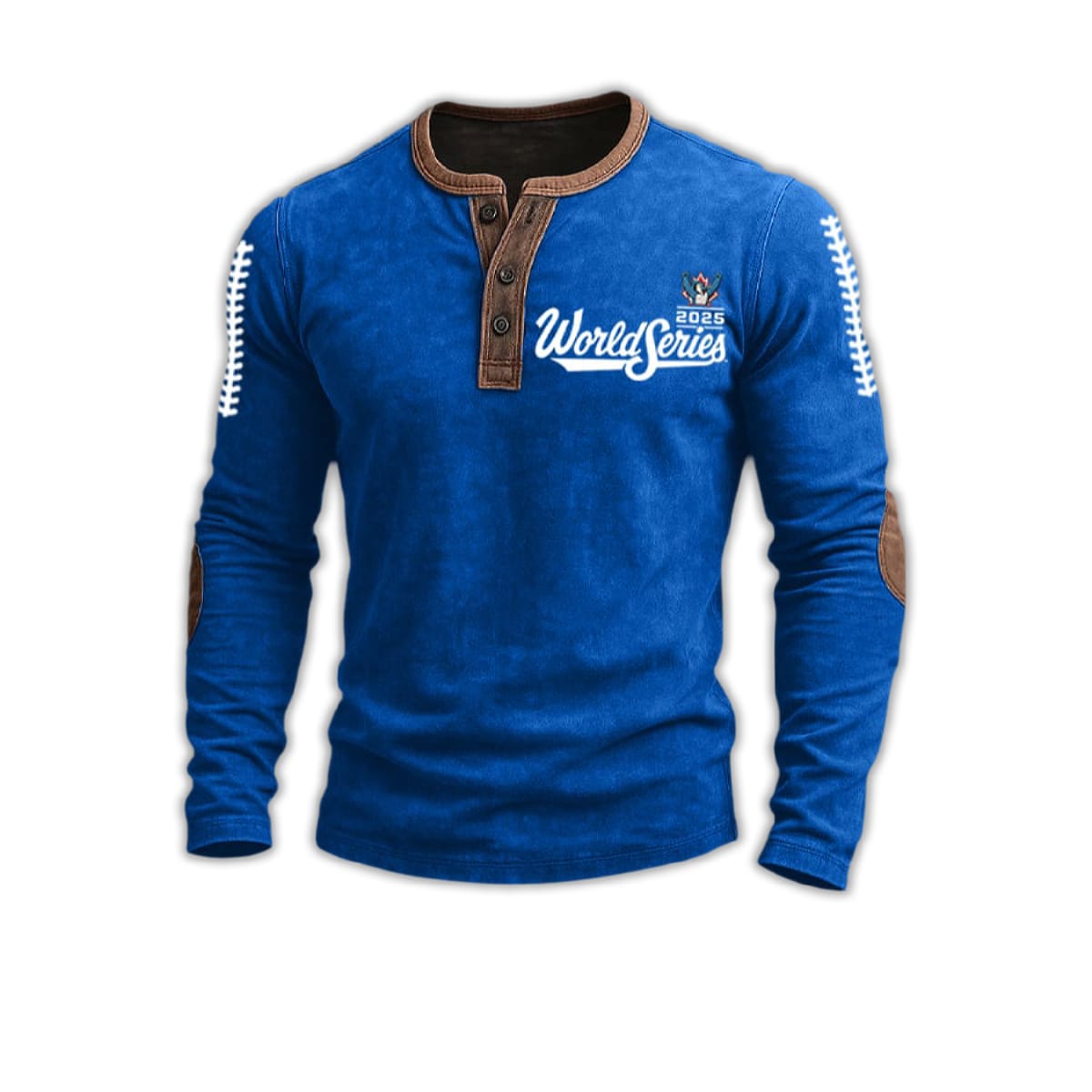 Blue Jays 2025 World Series Baseball Print Henley T Shirt Blue Jays 2025 World Series Baseball Print Henley T-Shirt