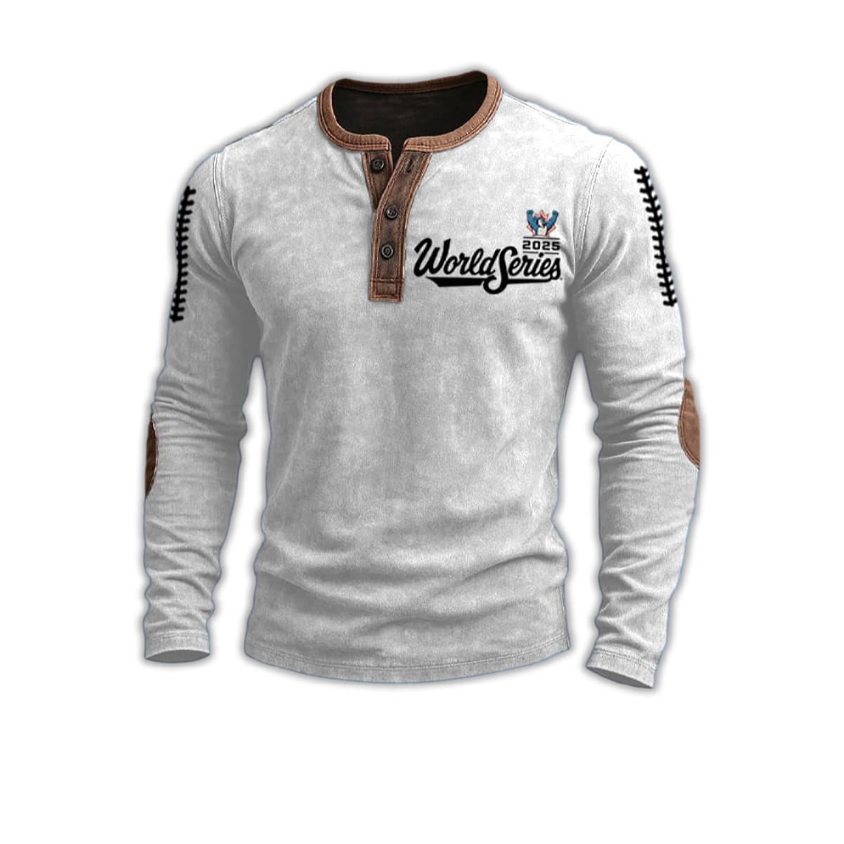 Blue Jays 2025 World Series Baseball Print Henley T-Shirt Blue Jays 2025 World Series Baseball Print Henley T-Shirt