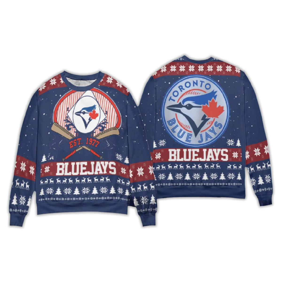 2025 Blue Jays Est 1977 Christmas Ugly Sweater 2025 Blue Jays Est 1977 Christmas Ugly Sweater