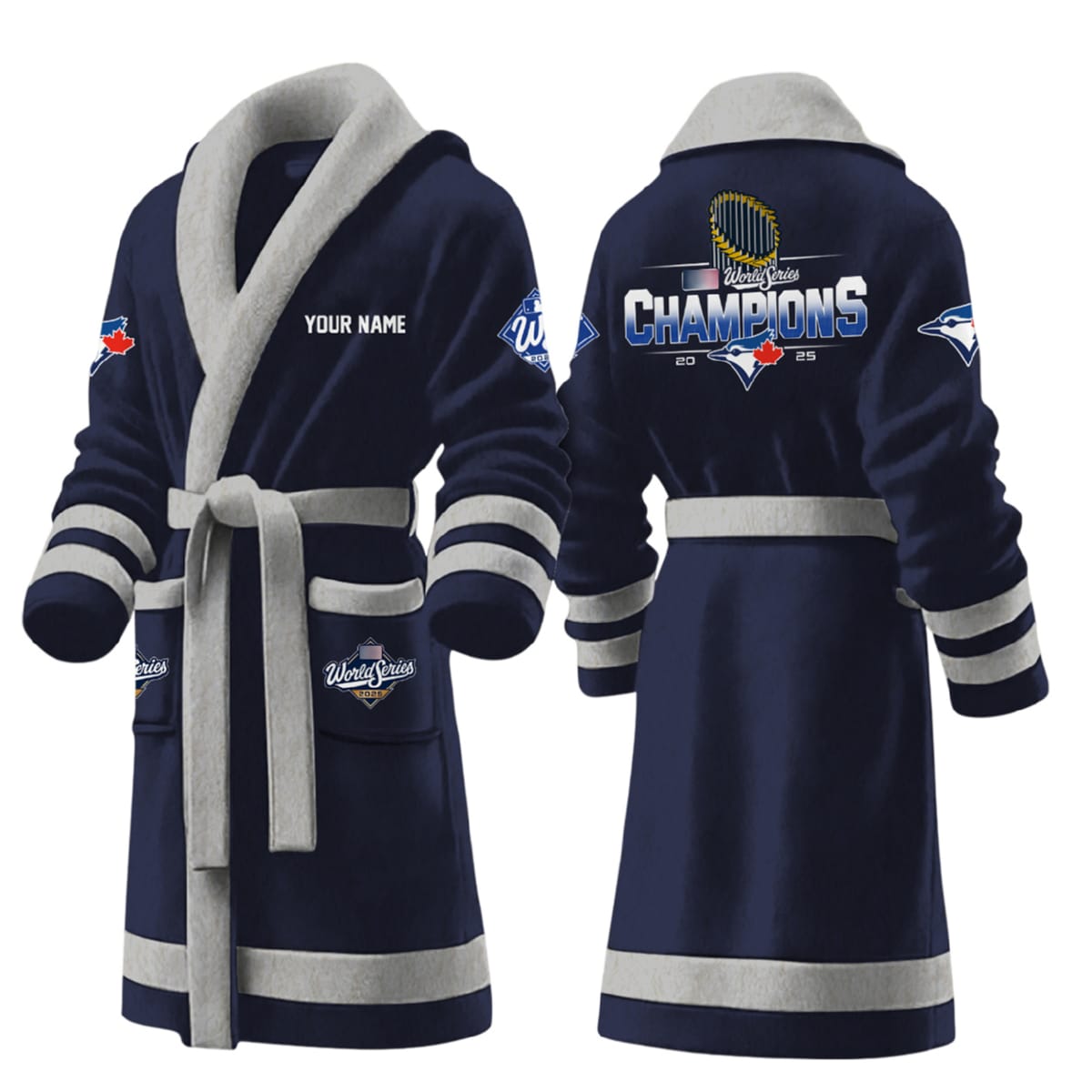 Blue Jays World Series Champions 2025 Fleece Bathrobe Blue Jays World Series Champions 2025 Fleece Bathrobe