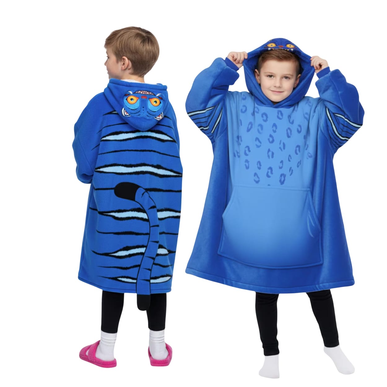 Blue Tiger Costume Blanket Hoodie Blue Tiger Costume Blanket Hoodie