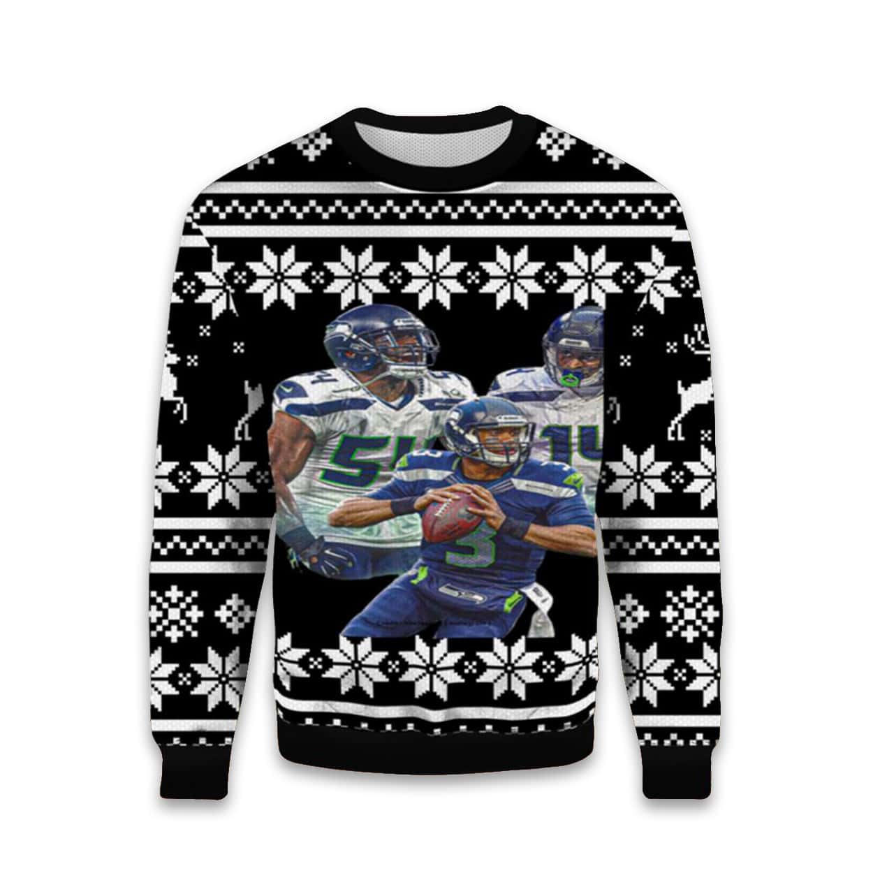 2025 Bobby Wagner DK Metcalf Russell Wilson Ugly Christmas Sweater 2025 Bobby Wagner DK Metcalf Russell Wilson Ugly Christmas Sweater