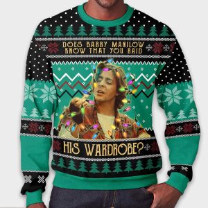 John Bender Does Barry Manilow Know That You Raid His Wardrobe Christmas Ugly Sweater1